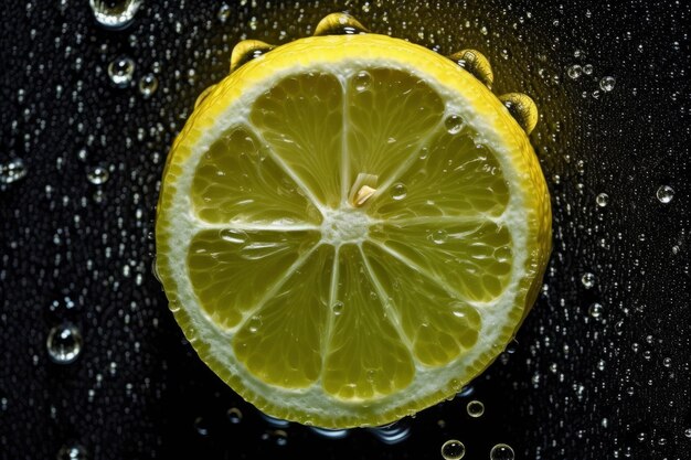 Verse citroen op de achtergrond versierd met glinsterende waterdruppels