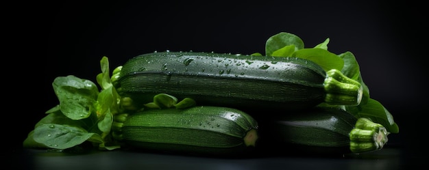 Verse courgettes op een zwarte achtergrond