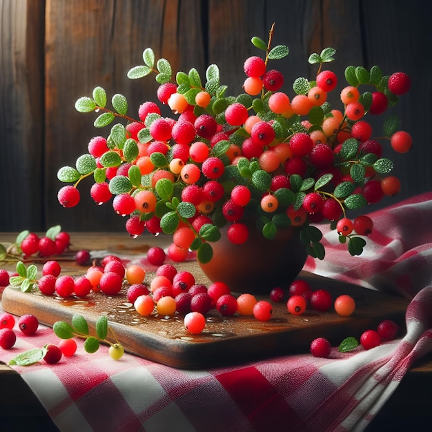 Verse cranberries net geplukt uit de tuin.