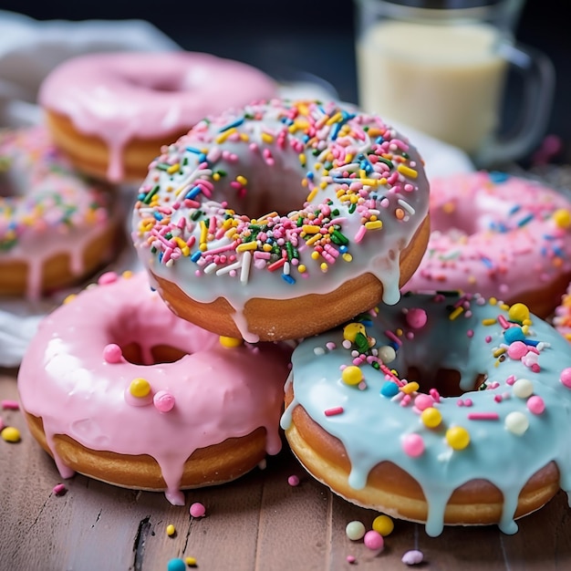 Verse donuts met glazuurdecoraties