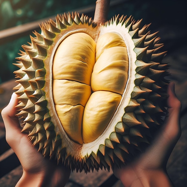 Verse durian net geplukt uit de tuin.