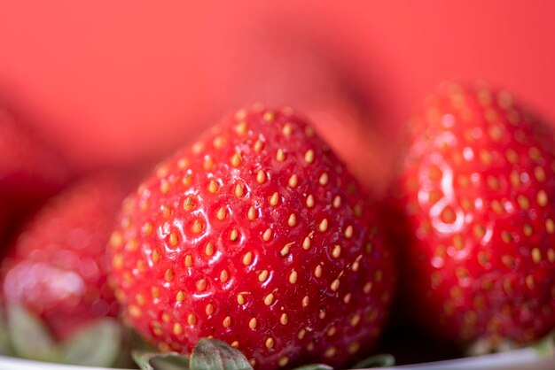 Verse en heerlijke aardbeien close-up