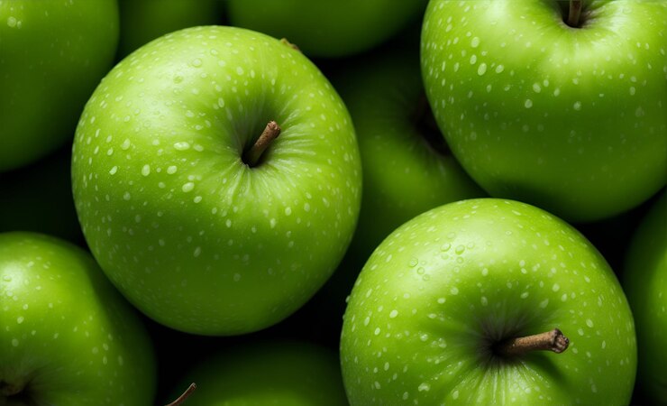 Foto verse en sappige groene appels achtergrond