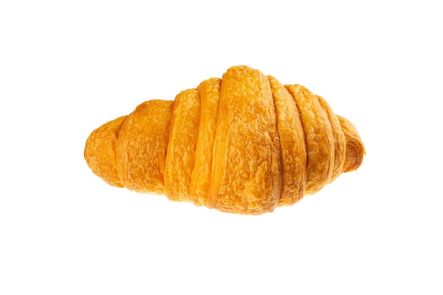 Verse en smakelijke croissant die op witte achtergrond wordt geïsoleerd