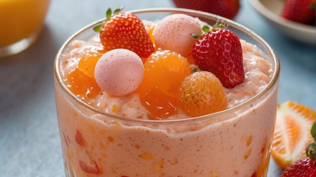 Verse fruit smoothie met jelly snoepjes.