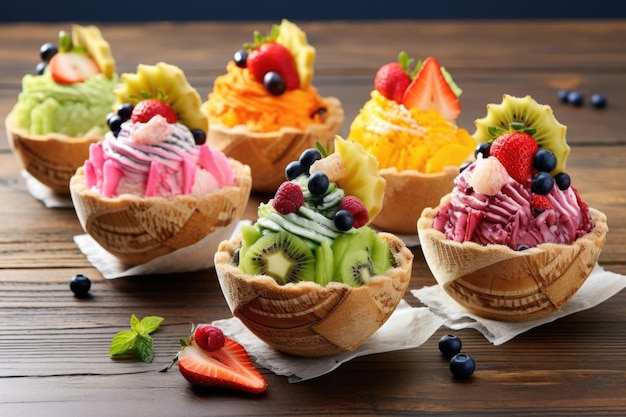 Verse fruittoppen op ijsjes