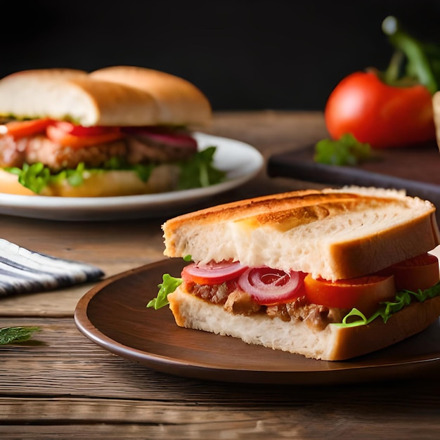 verse gastronomische sandwiches met vlees en groenten