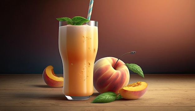 Verse Gezonde Perzik Fruit Smoothie Generatieve AI