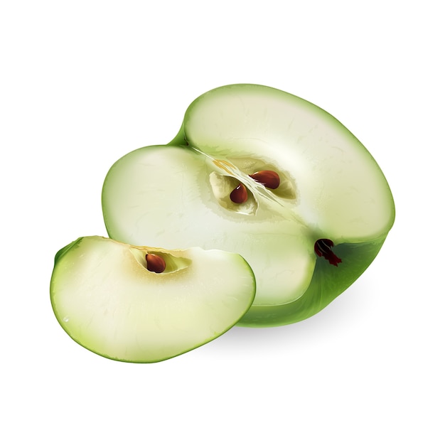 Verse groene appel - gezond voedselontwerp. Realistische stijl illustratie.