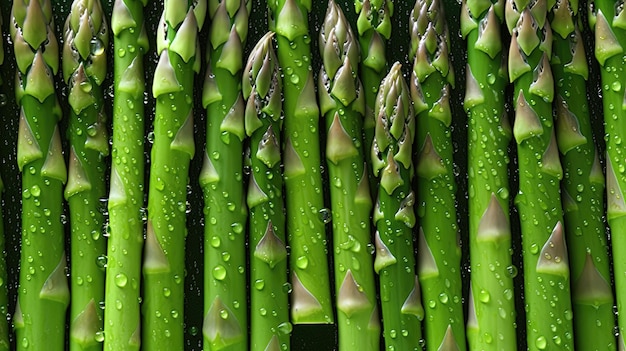 Foto verse groene asparagus naadloze achtergrond versierd met glinsterende waterdruppels