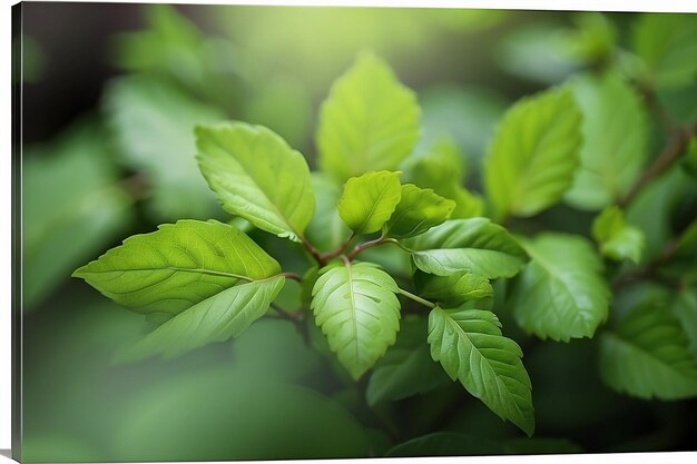 Verse groene bladeren van dichtbij