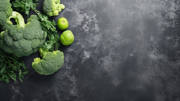 Verse groene broccoli op stenen tafel
