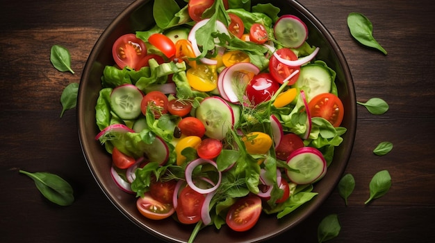 Verse groente salade Van boven naar beneden