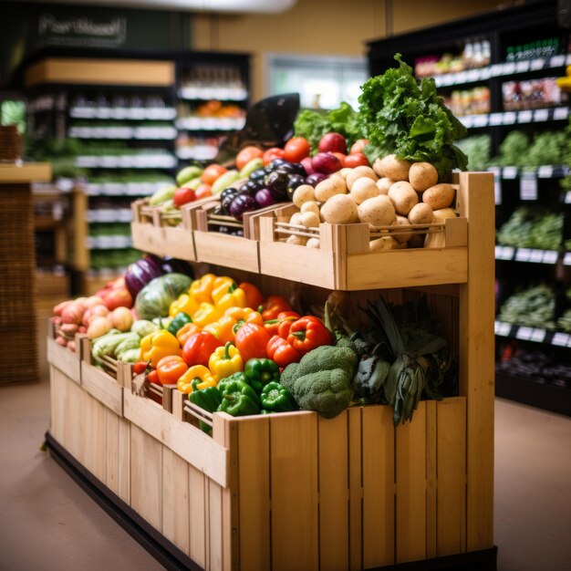 Verse groenten en fruit in de supermarkt