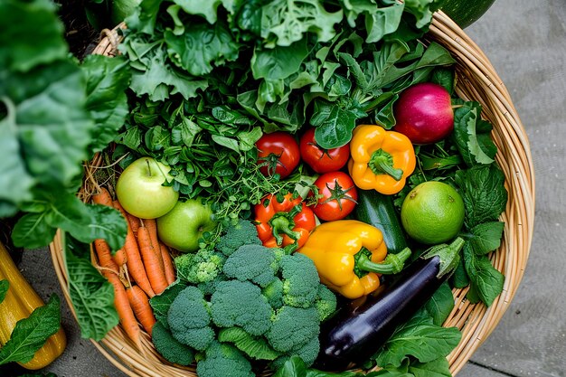 Foto verse groenten in een organische korf