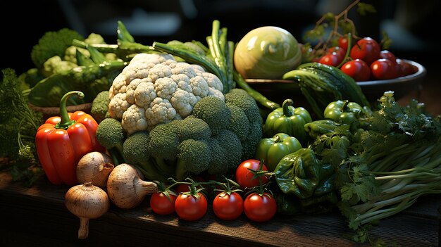 Foto verse groenten op tafel