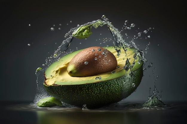 verse guacamole die in een kom met water valt, concept gezondheid en gezond leven. gemaakt met generatieve AI-technologie