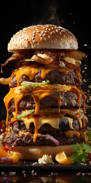 Foto verse hamburger fastfood met rundvlees en kaas