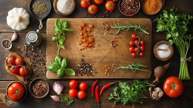 Verse ingrediënten voor het koken op een houten tafel