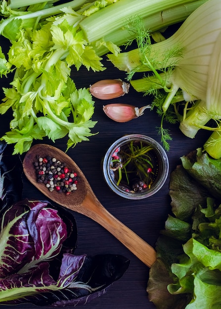 Verse ingrediënten voor salade