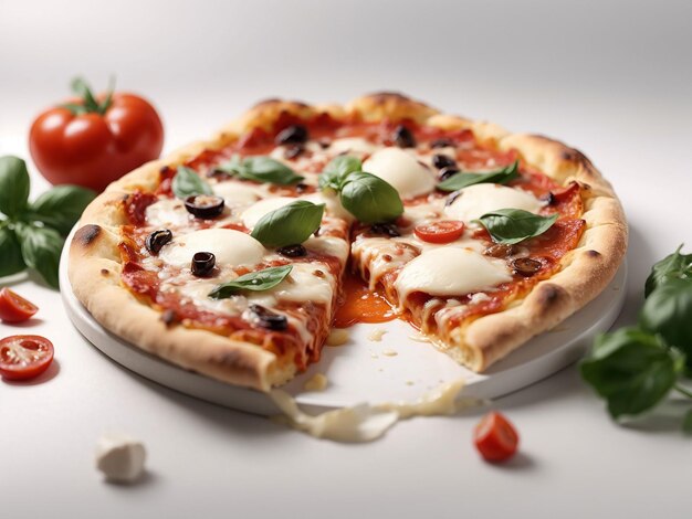 Verse Italiaanse pizza met mozzarella kaas slice generative ai