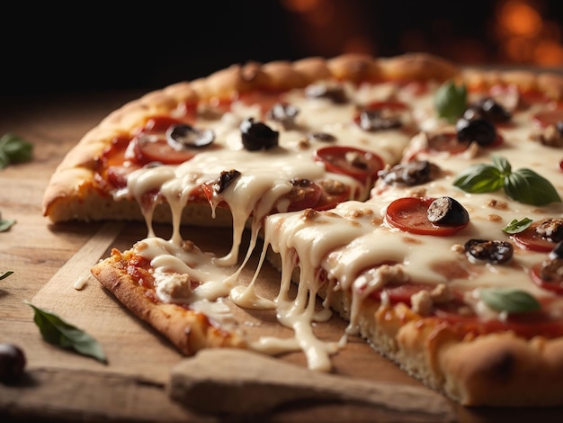 Verse italiaanse pizza met mozzarella kaas slice generative ai