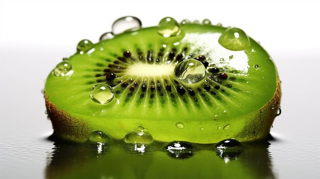 Verse kiwi's met waterdruppels op een witte achtergrond