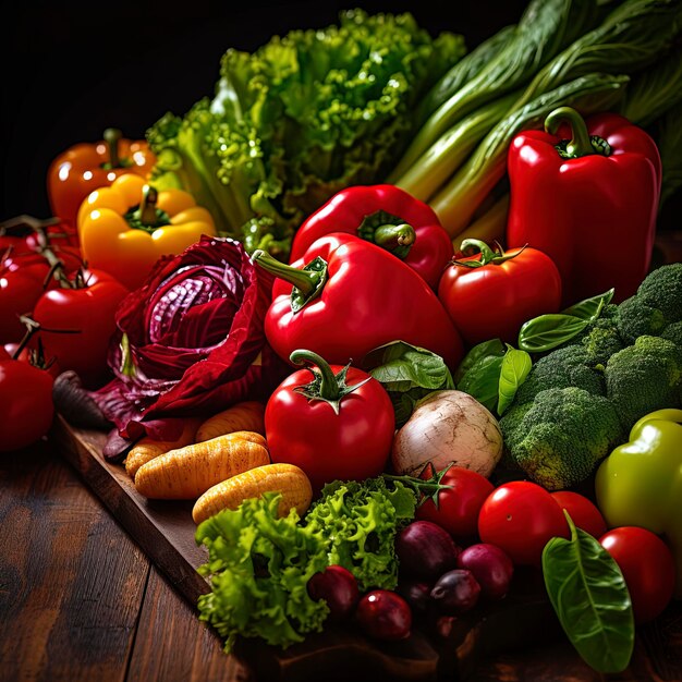 Foto verse kleurrijke groenten op tafel