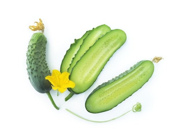 Verse komkommers op een witte achtergrond