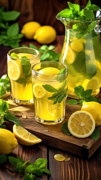 Verse limonade achtergrond Illustratie AI GenerativexA