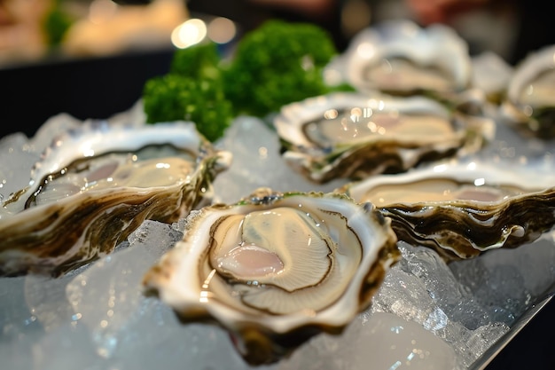 Verse oesters op een bedje van ijs