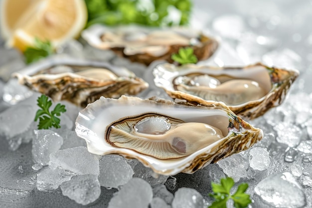 Verse oesters op een bedje van ijs