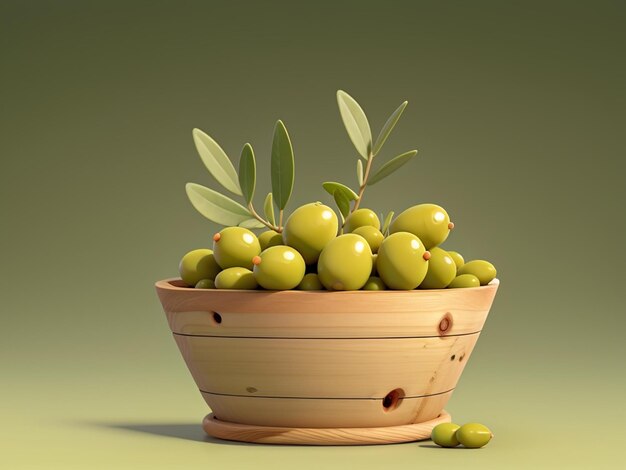 Foto verse olijven en extra vierge olijfolie op een levendige groene achtergrond