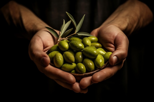 Verse olijven Rijpe olijven in de hand