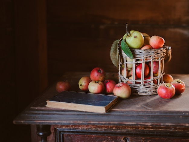 Verse oogst van gezonde boerderij appels in een pot