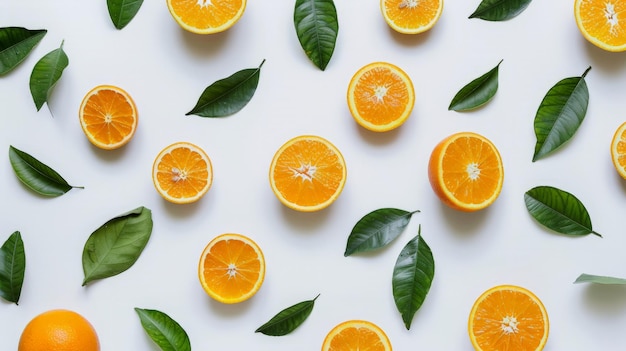 Verse oranje citrusvruchten met bladeren op witte achtergrond sappig en zoet en bekend om zijn concentratie vitamine C