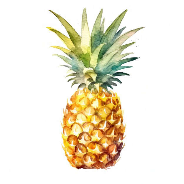 Verse organische ananas vrucht vierkant waterverf illustratie