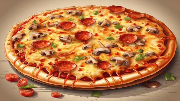 Verse pizza met tomaten en kaas Generatieve ai