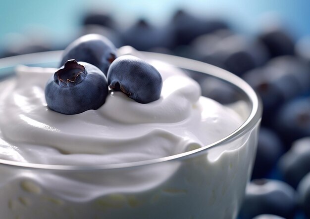 Foto verse rauwe rode aardbeien met natuurlijke romige yoghurtai generative