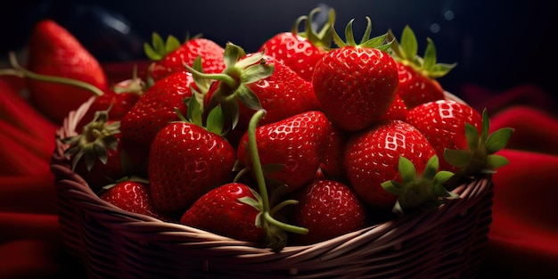 Verse rauwe vegetarische rode groene bessen aardbeien in mand Marktplant boer oogst
