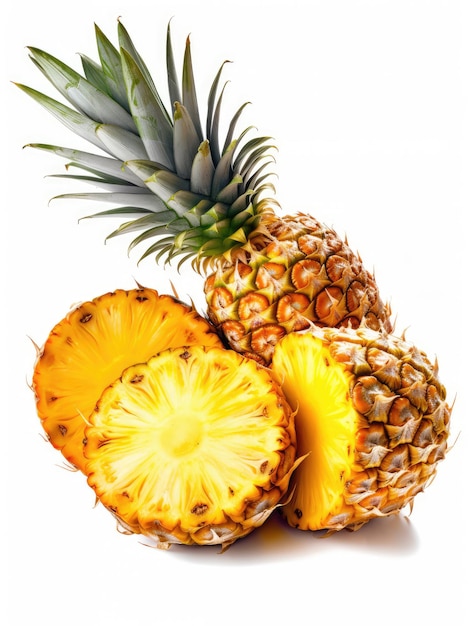 Verse rijpe ananasvruchten die op wit worden geïsoleerd