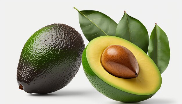 Verse rijpe hass avocado's fruit witte achtergrond AI gegenereerd