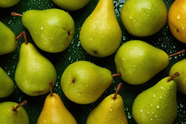 Verse rijpe peren met waterdruppels achtergrond Fruit achtergrond