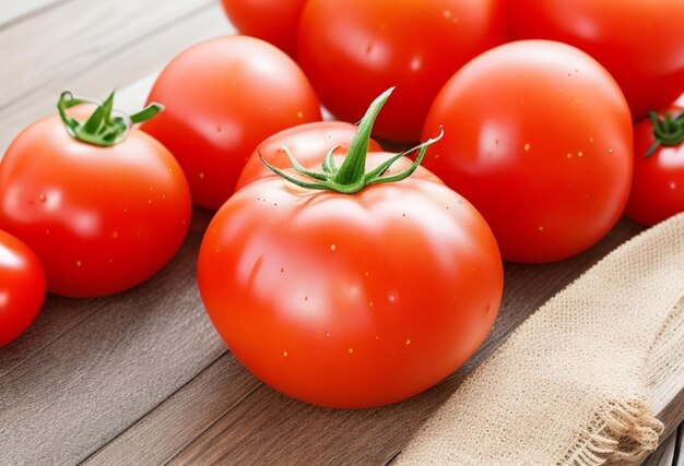 Verse rode tomaten op houten tafel over de achtergrond bokeh