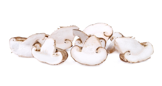 Verse shiitake-paddenstoel op witte achtergrond