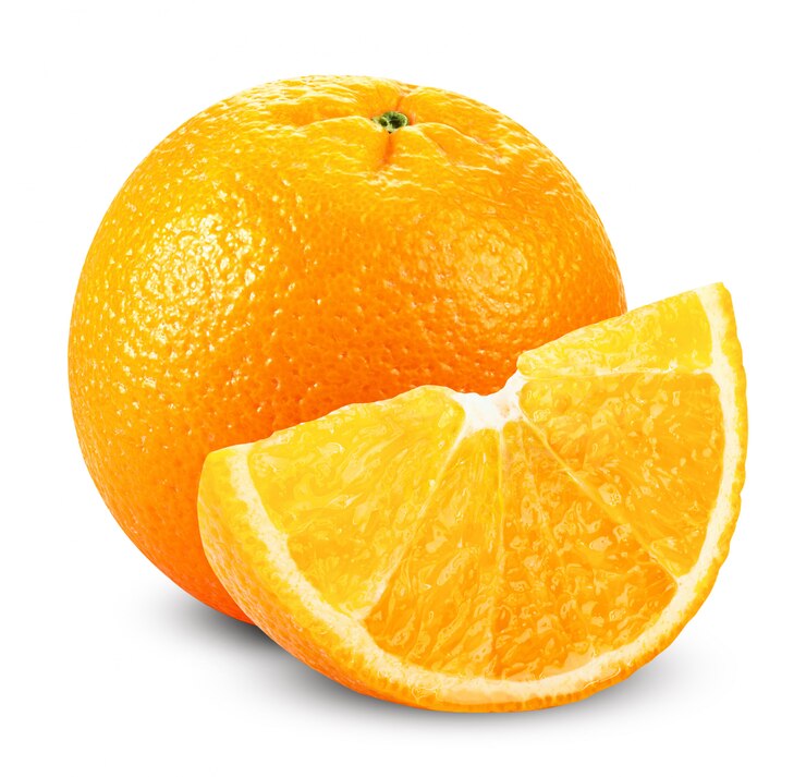 Foto verse sinaasappel die op wit wordt geïsoleerd