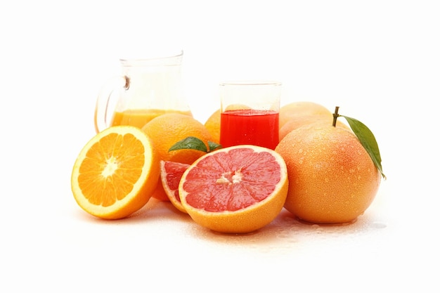 Verse sinaasappel grapefruit en sap