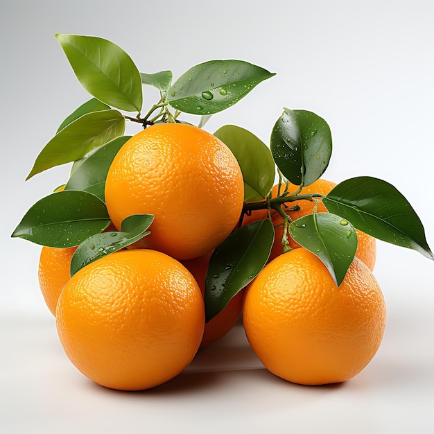 Verse sinaasappelen met bladeren geïsoleerd op een witte achtergrond