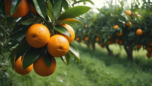 Verse sinaasappels in de natuur landschap achtergrond