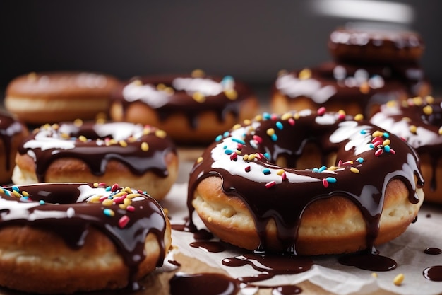 Verse, smakelijke donuts met chocoladeglazuur